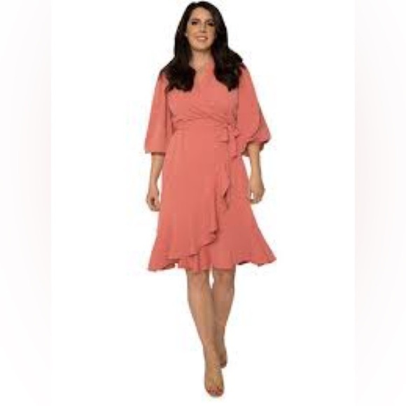 Standards & Practices Dresses & Skirts - STANDARDS & PRACTICES Double Georgette Ruffles Wrap Midi Dress